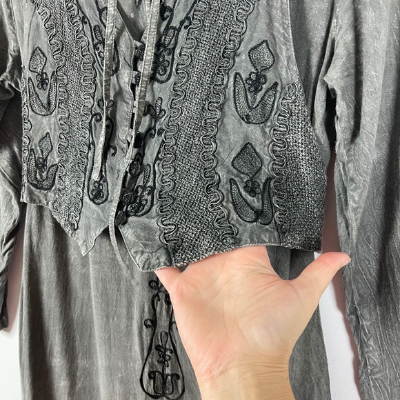 Vintage 90's Rayon Embroidered Boho Maxi Dress - Picture 6 of 10